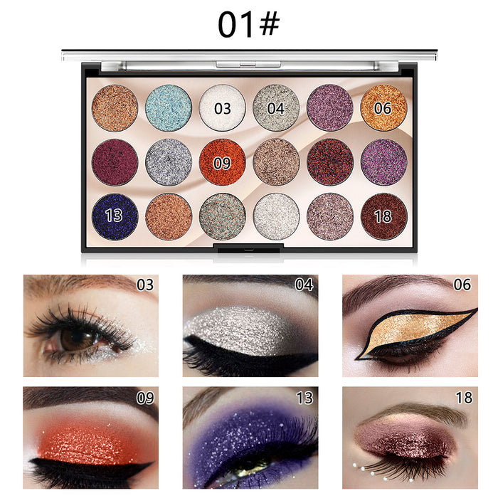 Wholesale 18 Colors Glitter Glitter Highlight Eyeshadow Palette MOQ≥3 JDC-EY-MR002