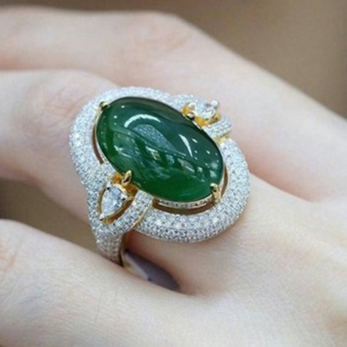 Jewelry WholesaleWholesale Inlaid Green Simulation Diamond Metal Ring JDC-RS-ChenR026 Rings 晨睿 %variant_option1% %variant_option2% %variant_option3%  Factory Price JoyasDeChina Joyas De China