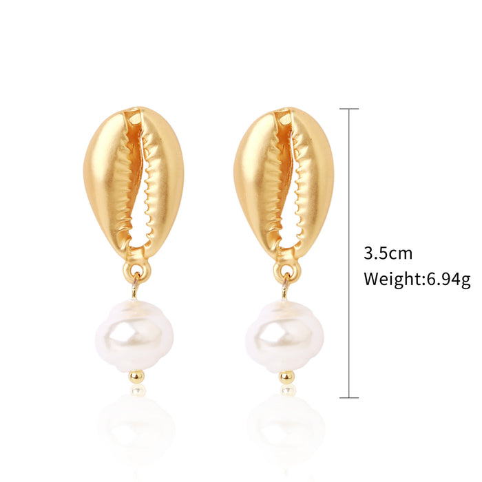 Jewelry WholesaleWholesale white conch shell alloy stud earrings JDC-ES-ManY007 Earrings 满溢 %variant_option1% %variant_option2% %variant_option3%  Factory Price JoyasDeChina Joyas De China