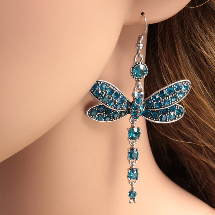 Wholesale Crystal Dragonfly Full Diamond Alloy Earrings MOQ≥2 JDC-ES-ConD001