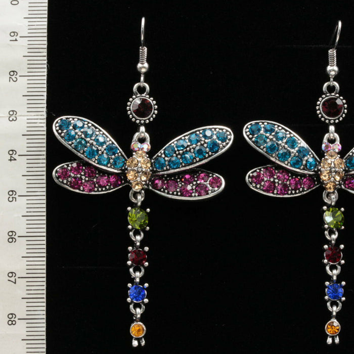 Wholesale Crystal Dragonfly Full Diamond Alloy Earrings MOQ≥2 JDC-ES-ConD001