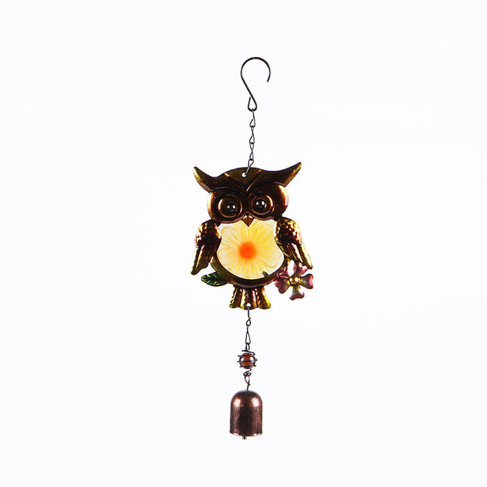 Wholesale Owl Painted Metal Iron Glass Wind Chime JDC-WC-ZYang005