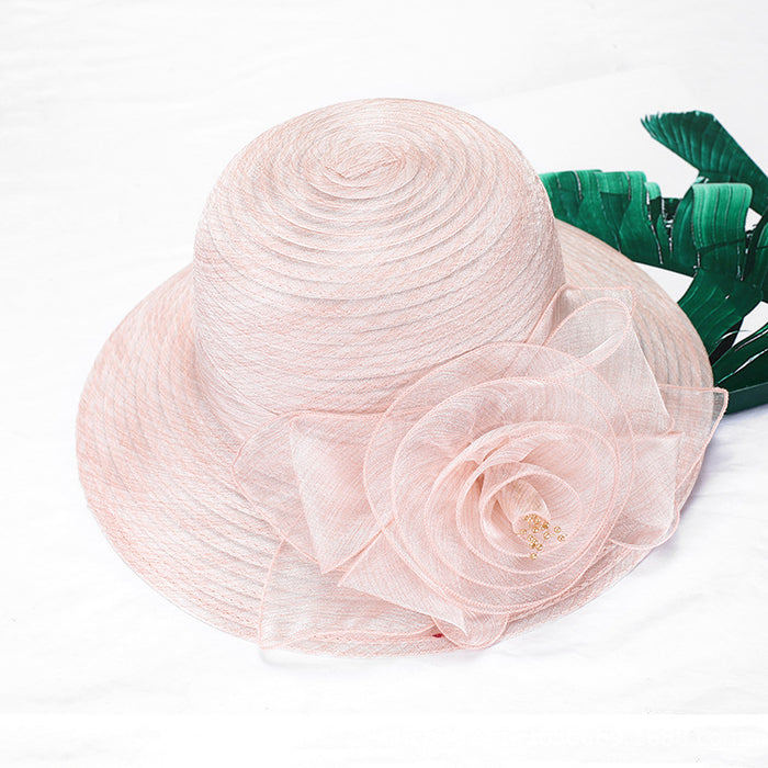 Jewelry WholesaleWholesale Organza Flower Sunscreen Straw Hat JDC-FH-CGuan002 Fashionhat 诚冠 %variant_option1% %variant_option2% %variant_option3%  Factory Price JoyasDeChina Joyas De China