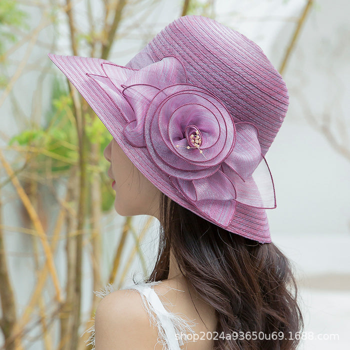 Jewelry WholesaleWholesale Organza Flower Sunscreen Straw Hat JDC-FH-CGuan002 Fashionhat 诚冠 %variant_option1% %variant_option2% %variant_option3%  Factory Price JoyasDeChina Joyas De China