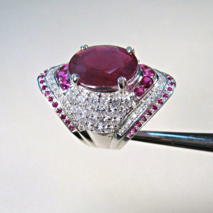 Wholesale Ruby Full Diamond Copper Ring JDC-RS-QiK018