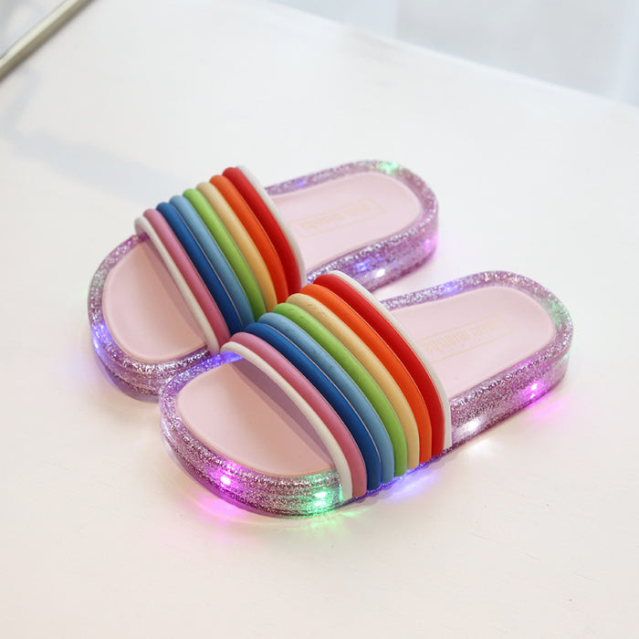 Wholesale summer new LED flash jelly rainbow flip flop sandals JDC-SP-XinZ001