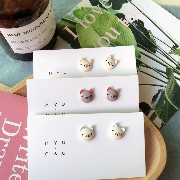 Wholesale Earrings Ceramic Cute Piggy JDC-ES-MoN014