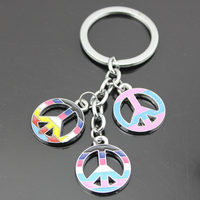 Wholesale Color Peace Sign Alloy Keychain MOQ≥3 JDC-KC-Shuangd001