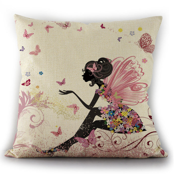 Wholesale Butterfly Fairy Sofa Pillow Car Bedside Pillowcase JDC-PW-Huashui002