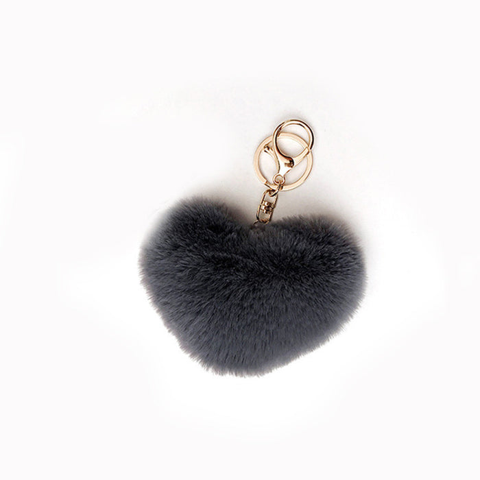 Jewelry WholesaleWholesale Imitation Rex Rabbit Fur Heart Pom Pom Keychain JDC-KC-FeiRun024 Keychains 飞润 %variant_option1% %variant_option2% %variant_option3%  Factory Price JoyasDeChina Joyas De China