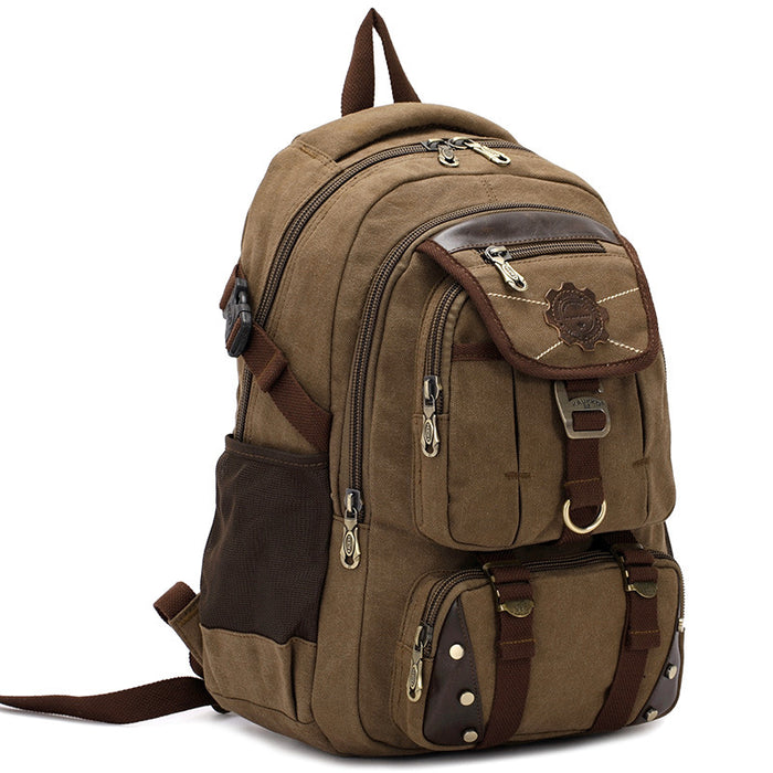 Wholesale Canvas Cotton Men's Backpack Mountaineering Travel Backpack JDC-BP-Biaozhi002