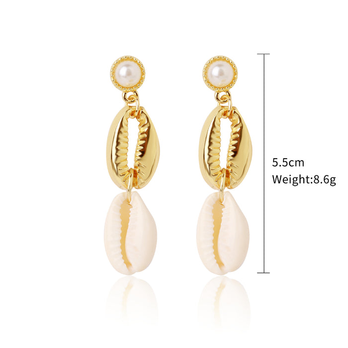 Jewelry WholesaleWholesale white conch shell alloy stud earrings JDC-ES-ManY007 Earrings 满溢 %variant_option1% %variant_option2% %variant_option3%  Factory Price JoyasDeChina Joyas De China