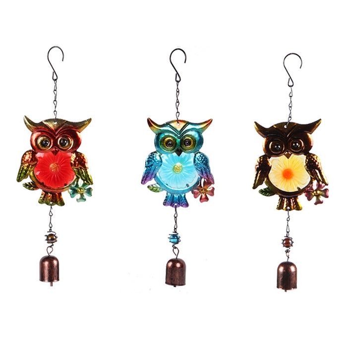 Wholesale Owl Painted Metal Iron Glass Wind Chime JDC-WC-ZYang005