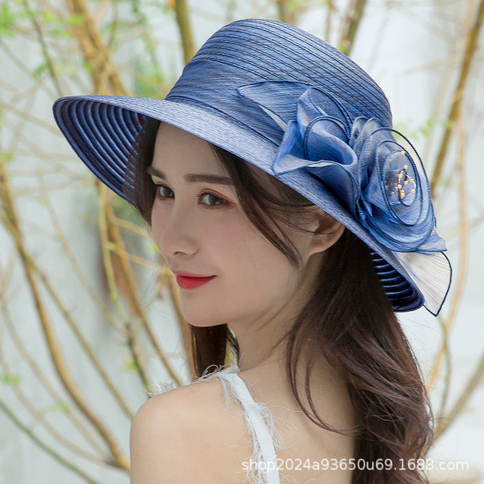 Jewelry WholesaleWholesale Organza Flower Sunscreen Straw Hat JDC-FH-CGuan002 Fashionhat 诚冠 %variant_option1% %variant_option2% %variant_option3%  Factory Price JoyasDeChina Joyas De China