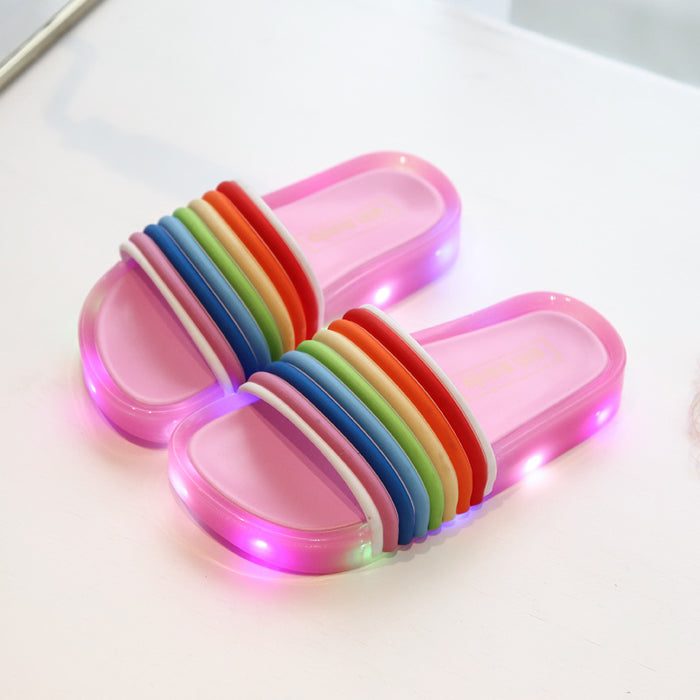 Wholesale summer new LED flash jelly rainbow flip flop sandals JDC-SP-XinZ001