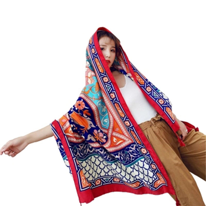 Wholesale Scarf Thick Cotton Twill Sun Protection Shawl MOQ≥2 JDC-SS-Zhitao003