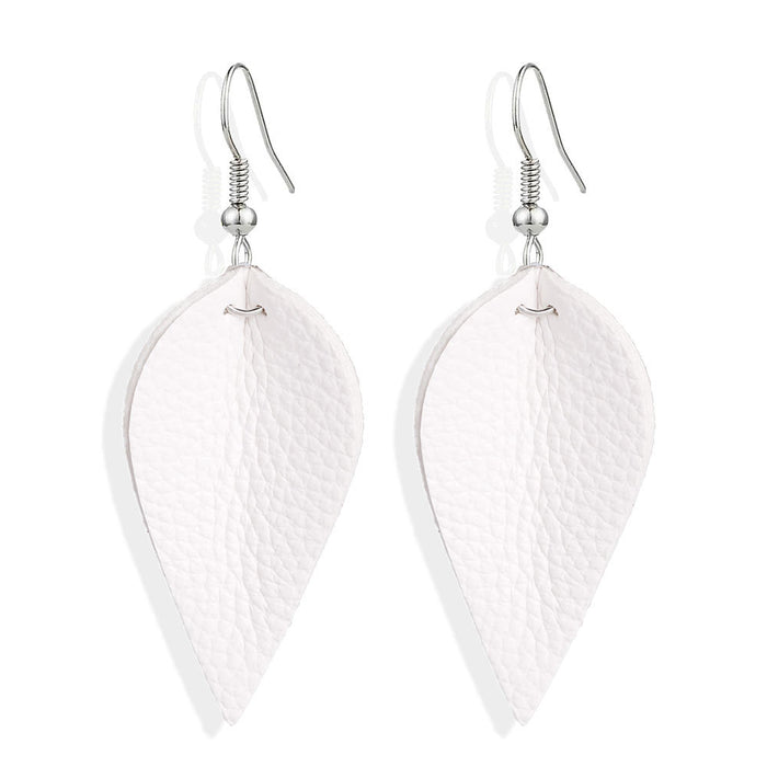 Wholesale double sided pu leather leaf leather earrings MOQ≥2 JDC-ES-Zhongn003