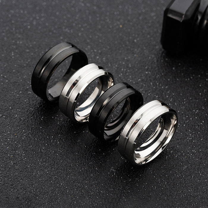 Wholesale Rings Titanium Steel Men Groove Matte MOQ≥2 JDC-RS-ShouM015