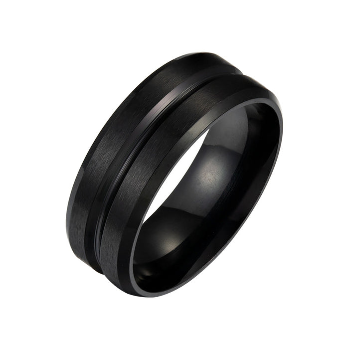 Wholesale Rings Titanium Steel Men Groove Matte MOQ≥2 JDC-RS-ShouM015