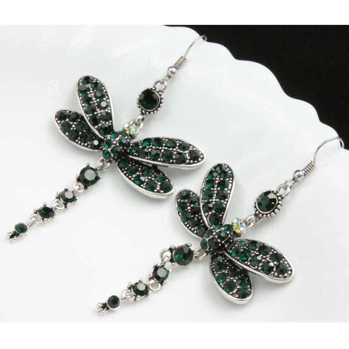 Wholesale Crystal Dragonfly Full Diamond Alloy Earrings MOQ≥2 JDC-ES-ConD001