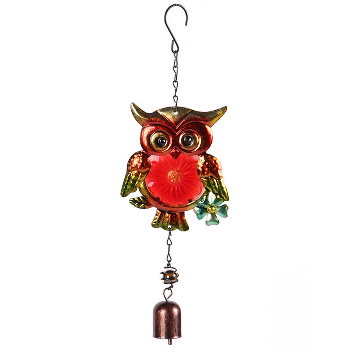 Wholesale Owl Painted Metal Iron Glass Wind Chime JDC-WC-ZYang005