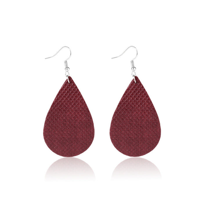 Jewelry WholesaleWholesale leather teardrop print earrings JDC-ES-ManY020 Earrings 满溢 %variant_option1% %variant_option2% %variant_option3%  Factory Price JoyasDeChina Joyas De China