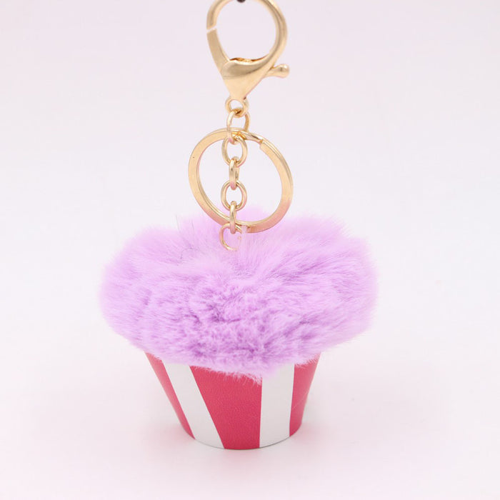 Wholesale personalized cake cup hair ball pendant keychain JDC-KC-Zuge063