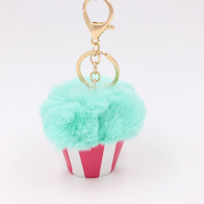 Wholesale personalized cake cup hair ball pendant keychain JDC-KC-Zuge063