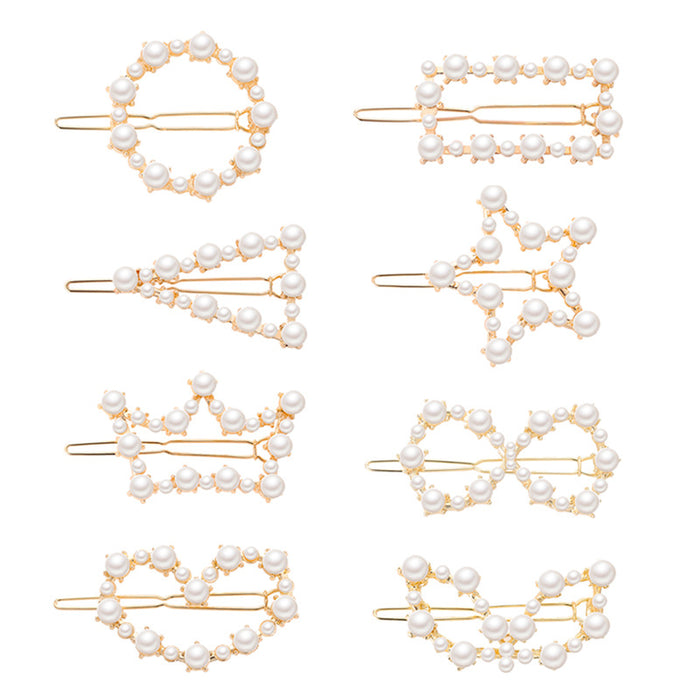 Wholesale sweet hairpin geometric pearl duckbill clip JDC-HC-D109