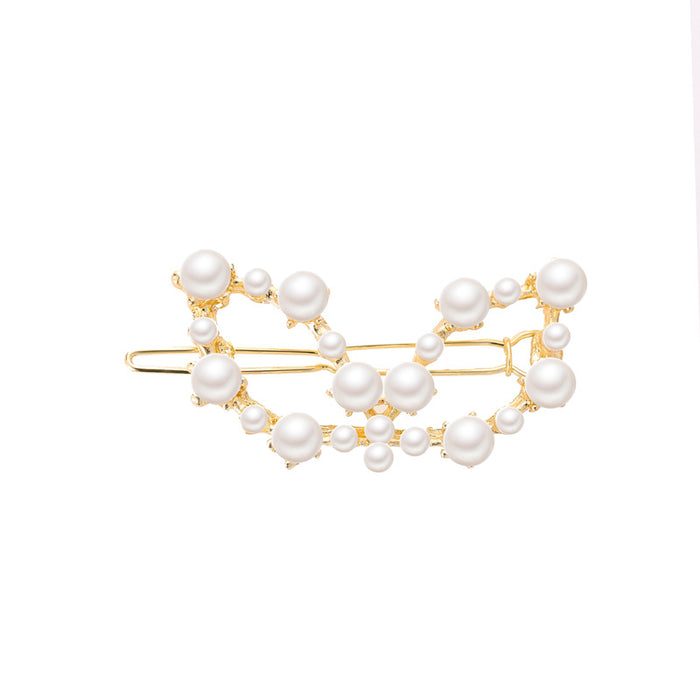 Wholesale sweet hairpin geometric pearl duckbill clip JDC-HC-D109