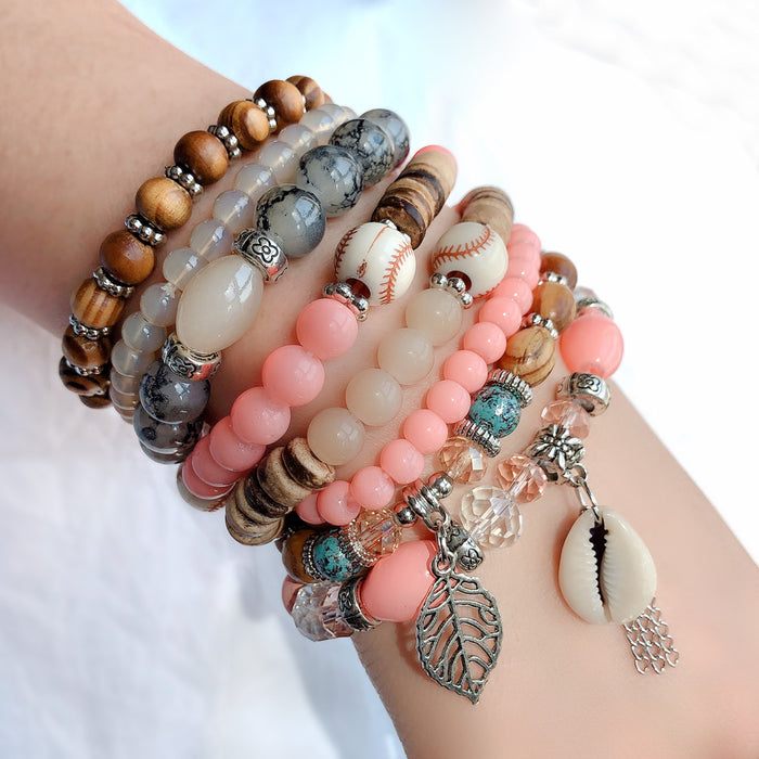 Wholesale spring and summer multi-layer elastic rope hand beaded bracelet JDC-BT-YF009