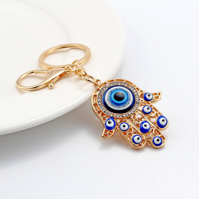 Wholesale Hand of Fatima Devil's Eye Metal Keychain MOQ≥2 JDC-KC-Baiding006