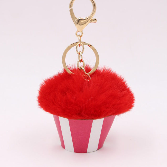 Jewelry WholesaleWholesale personalized cake cup hair ball pendant keychain JDC-KC-Zuge063 Keychains 祖格 %variant_option1% %variant_option2% %variant_option3%  Factory Price JoyasDeChina Joyas De China