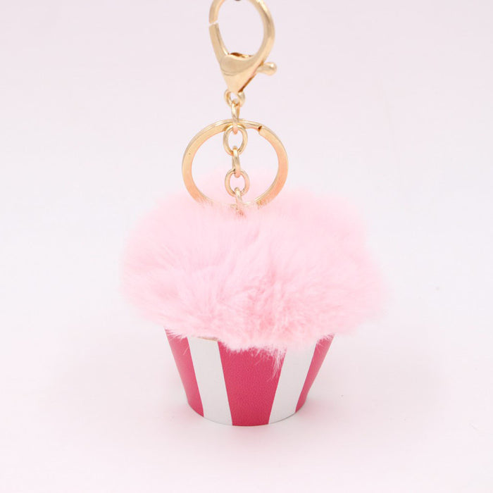 Wholesale personalized cake cup hair ball pendant keychain JDC-KC-Zuge063