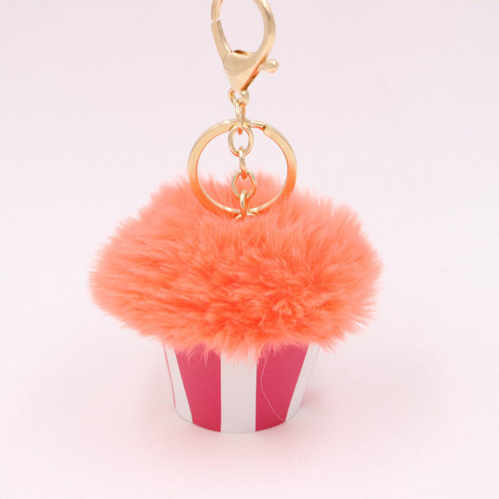 Wholesale personalized cake cup hair ball pendant keychain JDC-KC-Zuge063