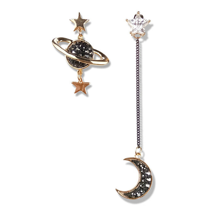 Wholesale S925 Star Moon Alloy Asymmetric Earrings JDC-ES-HanC001