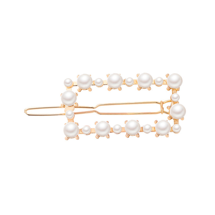 Wholesale sweet hairpin geometric pearl duckbill clip JDC-HC-D109