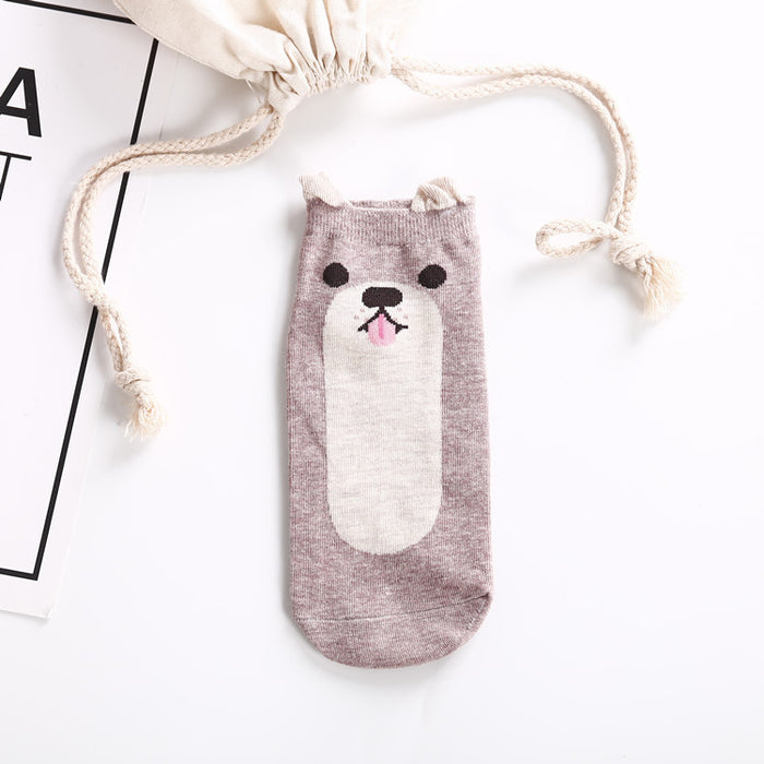 Wholesale Sock Cotton Breathable Sweat Absorbing Low Top Cartoon JDC-SK-XinER001