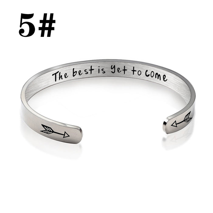 Wholesale Stainless Steel C Shape Opening Inspirational Fucking Going Bracelet JDC-BT-HuH001