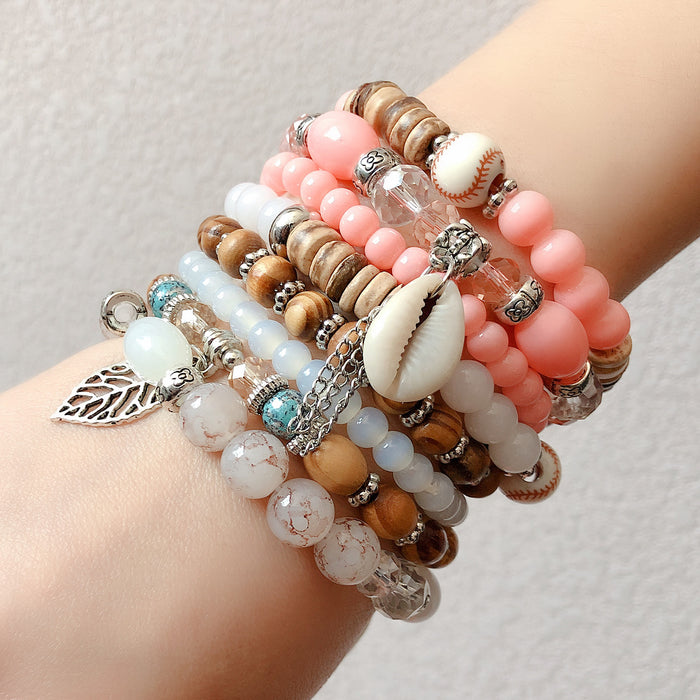 Wholesale spring and summer multi-layer elastic rope hand beaded bracelet JDC-BT-YF009