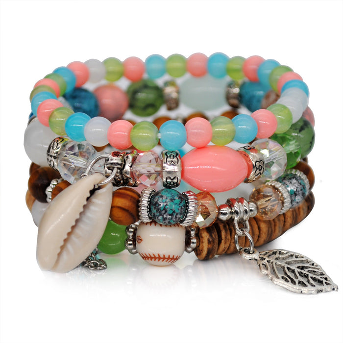 Wholesale spring and summer multi-layer elastic rope hand beaded bracelet JDC-BT-YF009