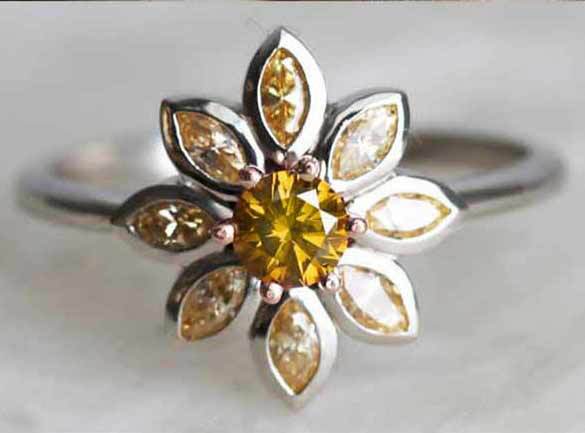 Wholesale Flower Simple Small Daisy Zircon Ring MOQ≥2 JDC-RS-CaoS051