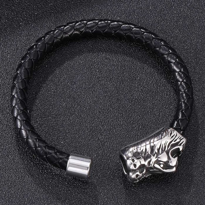 Jewelry WholesaleWholesale Leather Braided Lion Stainless Steel Bracelet JDC-BT-RShen028 Bracelet 日盛 %variant_option1% %variant_option2% %variant_option3%  Factory Price JoyasDeChina Joyas De China