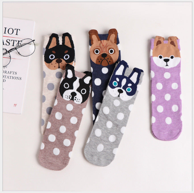 Wholesale Sock Cotton Breathable Sweat Absorbent Tube Cartoon Dog JDC-SK-XinER003