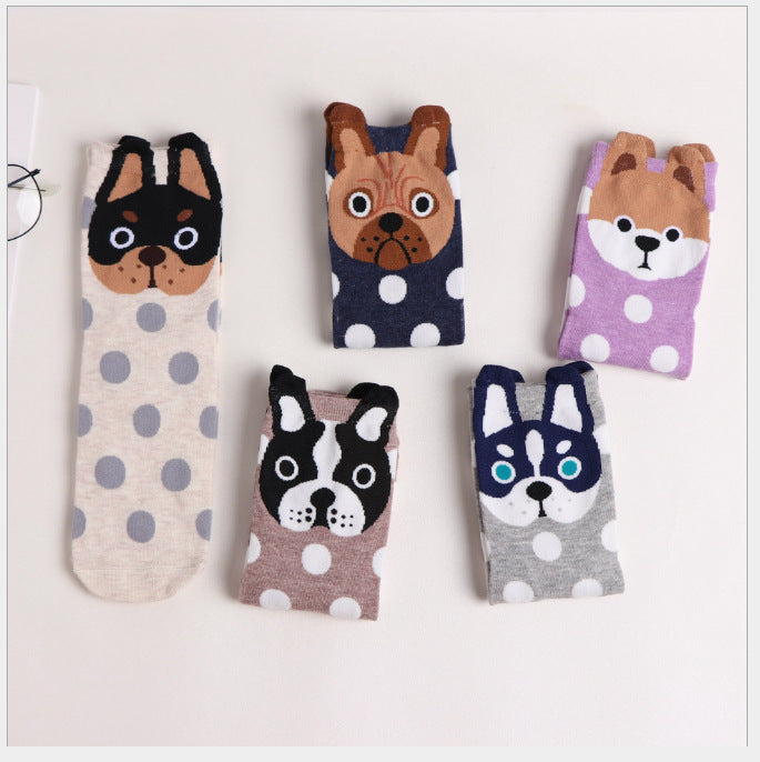 Wholesale Sock Cotton Breathable Sweat Absorbent Tube Cartoon Dog JDC-SK-XinER003