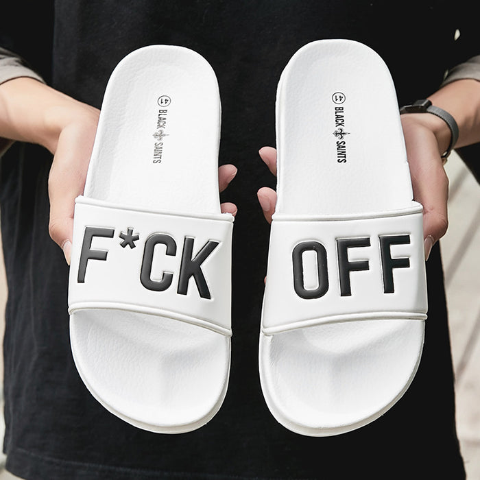 Wholesale FUCK OFF Slippers EVA Sole JDC-SP-RuiH001