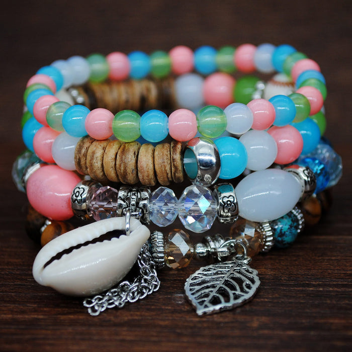 Wholesale spring and summer multi-layer elastic rope hand beaded bracelet JDC-BT-YF009