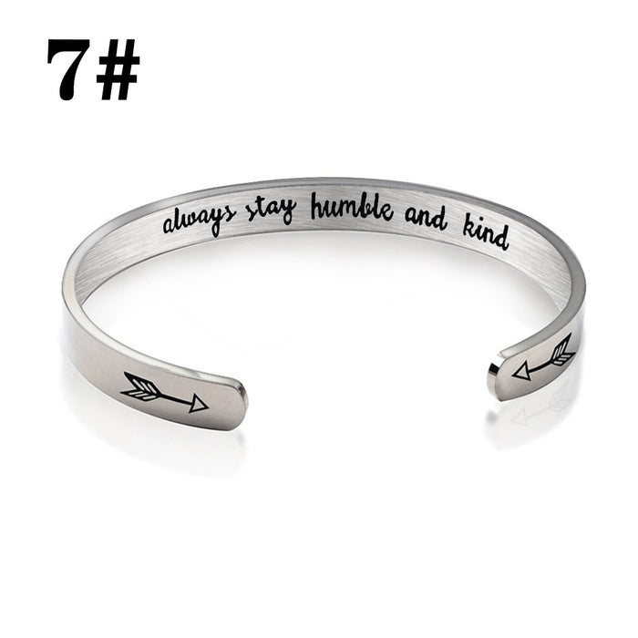 Wholesale Stainless Steel C Shape Opening Inspirational Fucking Going Bracelet JDC-BT-HuH001