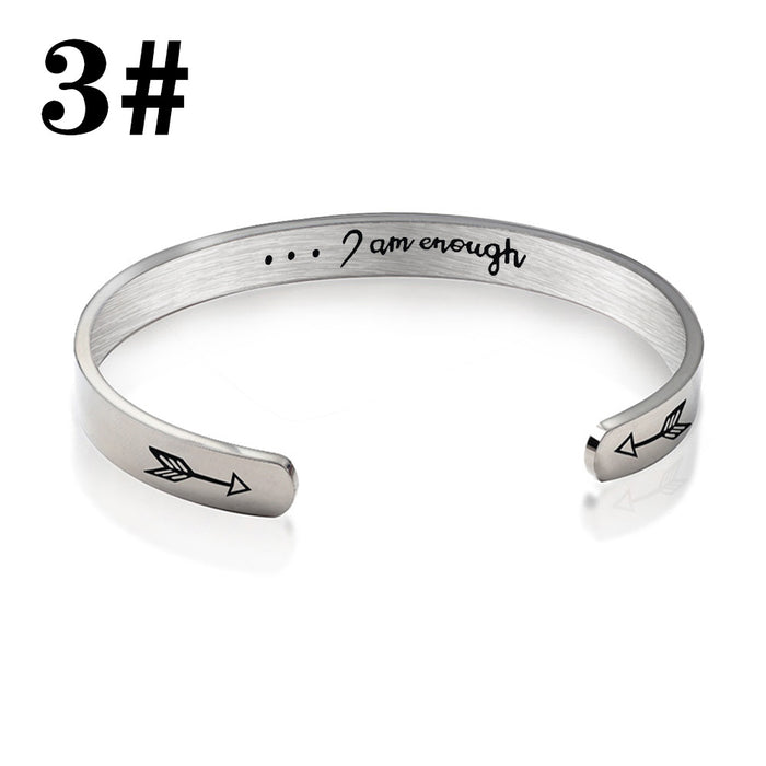 Wholesale Stainless Steel C Shape Opening Inspirational Fucking Going Bracelet JDC-BT-HuH001