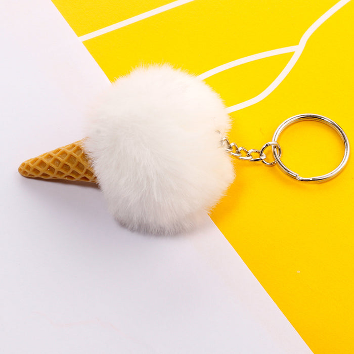 Jewelry WholesaleWholesale Ice Cream HairBall Keychain JDC-KC-QiShi006 Keychains 奇释 %variant_option1% %variant_option2% %variant_option3%  Factory Price JoyasDeChina Joyas De China